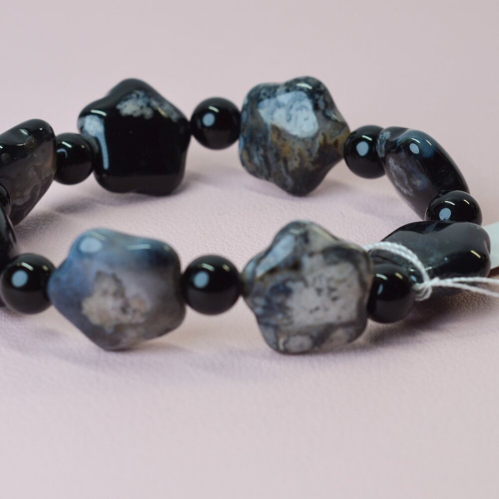 Black Flower Agate Star Bracelet